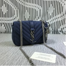 YSL Pequeño Sobre Bolso Cadena Piel De Cabra Azul 18cm