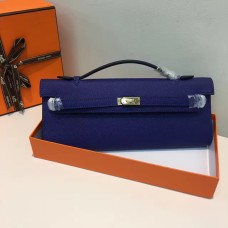 Hermes Kelly Cut 31cm Epsom Leather Clutch azul eléctrico