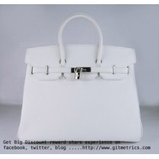 Hermes Birkin 35cm Togo cuero Bolsos blanco plata