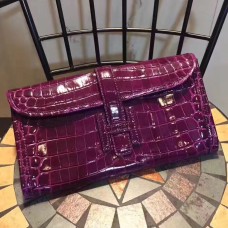 Hermes Jige Clutch 29cm Croco Púrpura