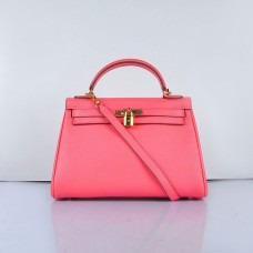 Hermes Kelly 32cm Bolso de cuero Togo 6108 Lip Pink Golden