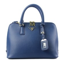 Bolso shopper Prada 0812 azul oscuro con estampado de cruces
