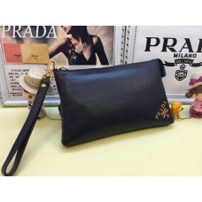 Prada Hombre Cartera de Cuero 3318 Negro