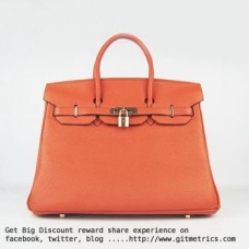 Hermes Birkin 35cm Togo cuero Bolsos naranja dorado