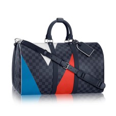 Louis Vuitton N41617 Keepall Bandouliere 45 Duffel Bag Lona Damier Cobalt