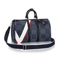 Louis Vuitton N44008 Keepall 45 Bandouliere Duffel Bag Lona Damier Cobalt