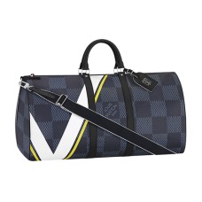 Louis Vuitton N44009 Keepall 55 Bandouliere Duffel Bag Lona Damier Cobalt