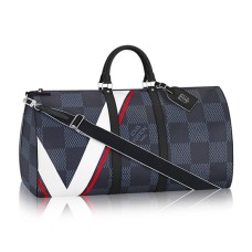 Louis Vuitton N44010 Keepall 55 Bandouliere Duffel Bag Lona Damier Cobalt