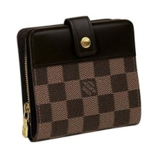 Louis Vuitton N61668 Cartera compacta con cremallera Lona Damier Ebene